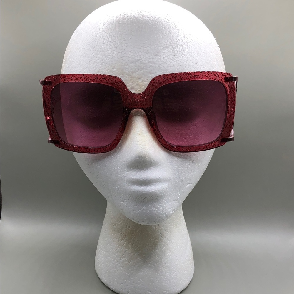 Betsey Johnson mermaid tail oversized glitter red rose sunglasses square. - Picture 9 of 10